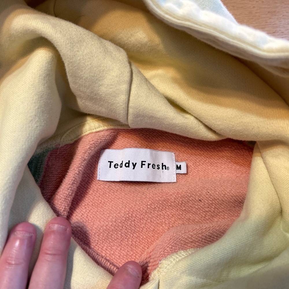 Teddy Fresh Classic Colorblock Hoodie - Pastel Patchwork Pullover - Size Medium - Picture 6 of 8